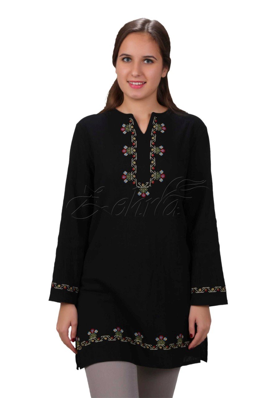 Esra Tunik Şile Bezi Siyah - XXL