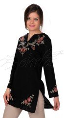 Aslı Tunik Şile Bezi Siyah - XL