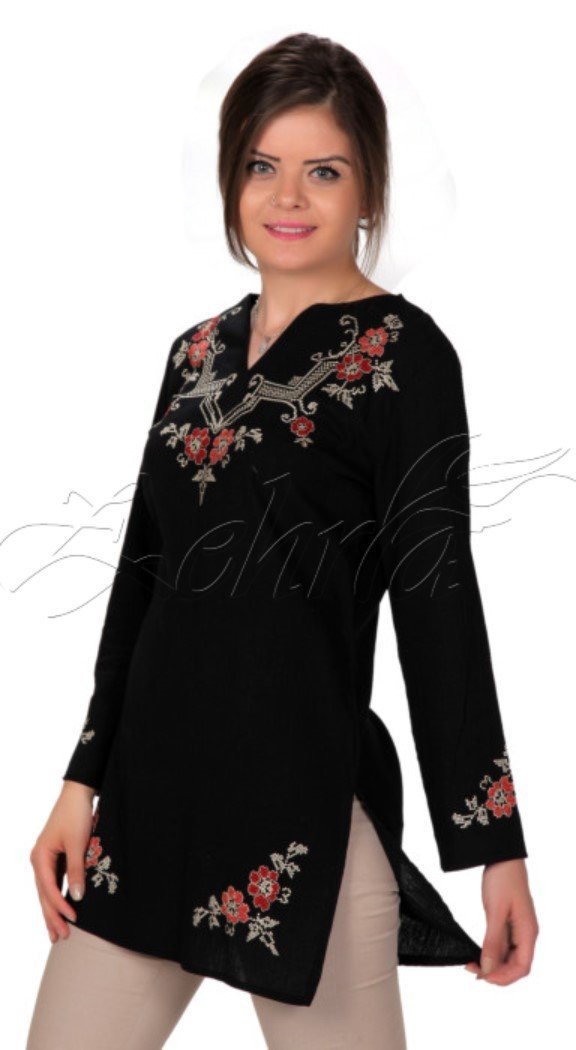 Aslı Tunik Şile Bezi Siyah - XXL