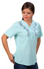 Burçak Kısa Kollu Şile Bezi Bluz