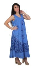 Elena Astarlı Vual Boyalı Elbise Mavi - L/XL