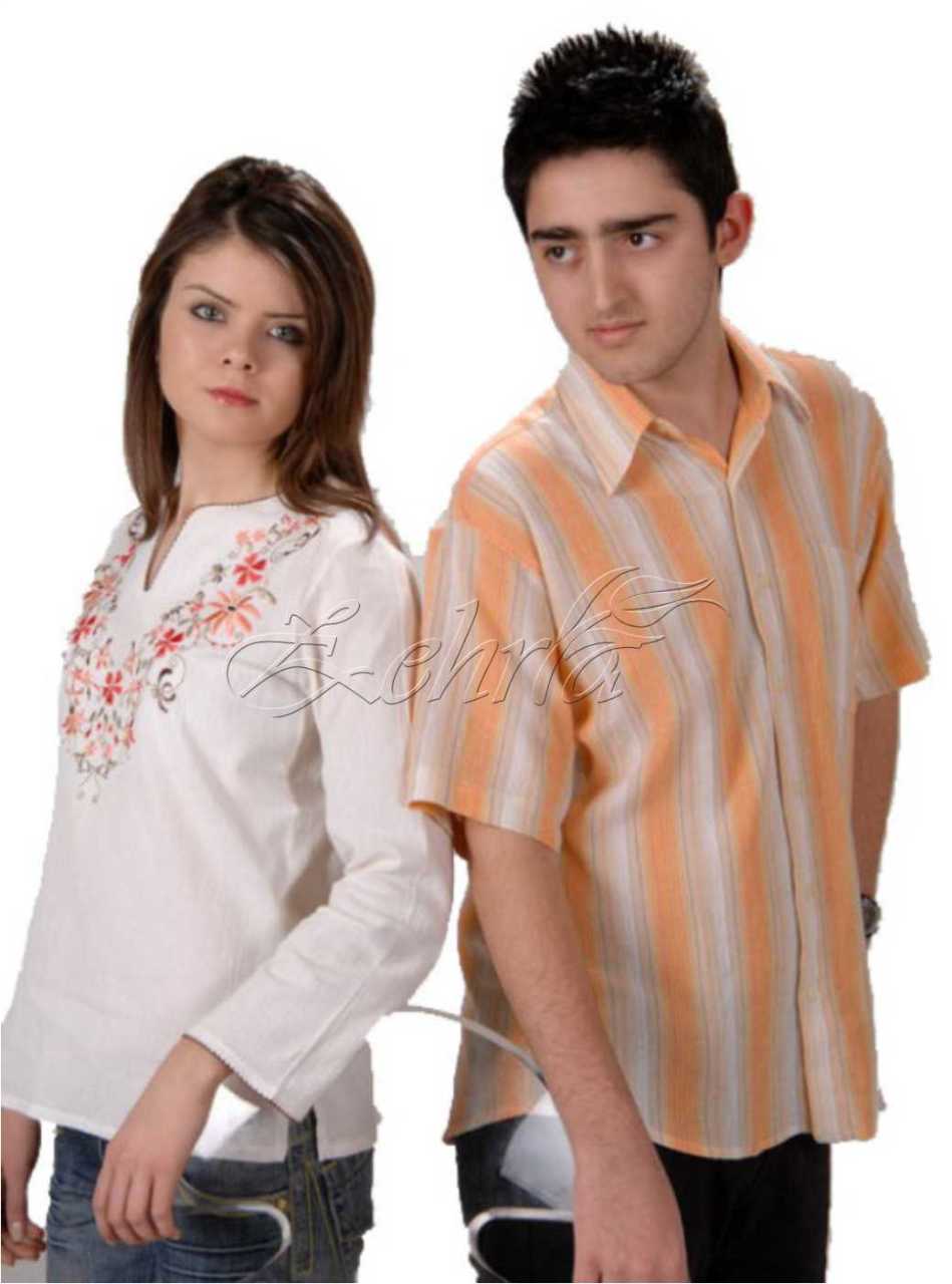 Yasemin Uzun Kollu Şile Bezi Bluz (Renkli Nakış) XXL - Krem/Oranj