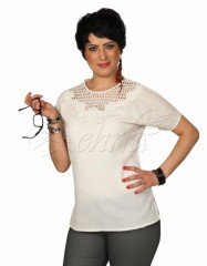 Sinem Şile Bezi Bluz Krem - XL