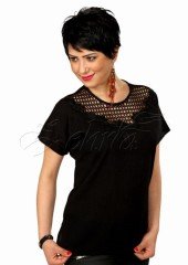 Sinem Şile Bezi Bluz Siyah - XL