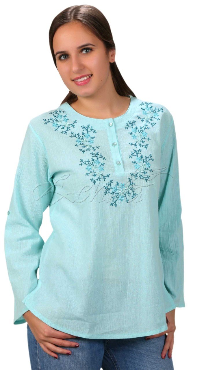Serpil Uzun Kollu Şile Bezi Bluz Mint - S