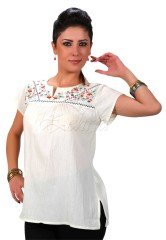 Neslihan Şile Bezi Bluz Krem - S