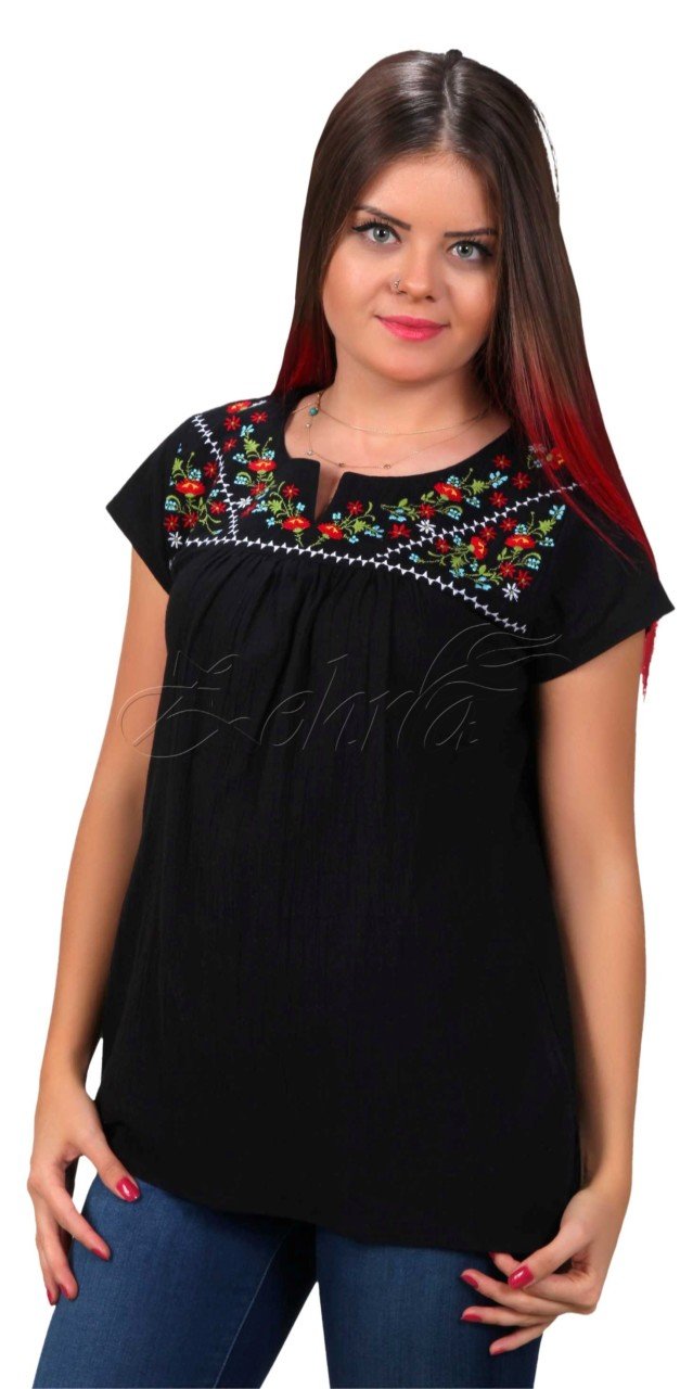 Neslihan Şile Bezi Bluz Siyah - XL