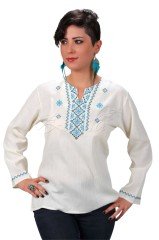 Mısra Uzun Kollu Şile Bezi Bluz Krem - L
