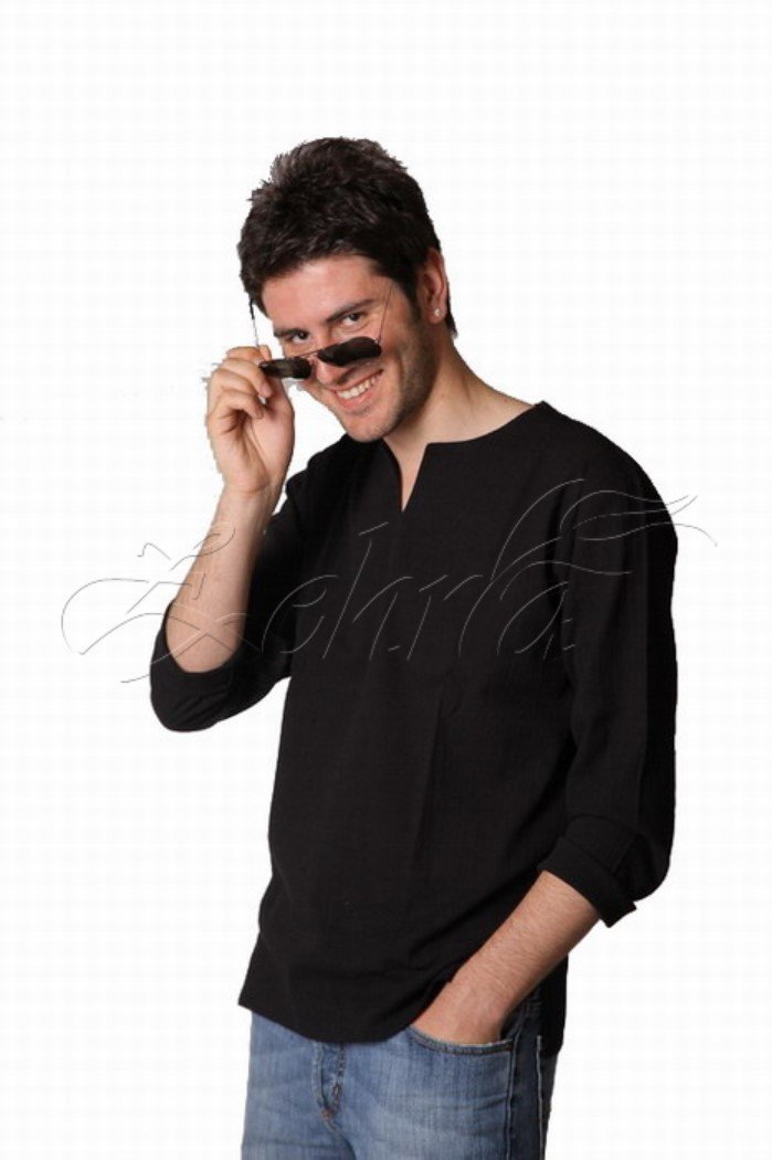 Emre Uzun Kollu Şile Bezi Gömlek L - Siyah