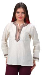 Irmak Uzun Kollu Şile Bezi Bluz Krem - XL
