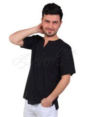 Emre Kısa Kollu Şile Bezi Gömlek L - Siyah