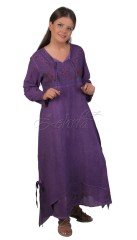 Neslihan Uzun Kollu Şile Bezi Astarlı Boyalı Elbise Mor - L/XL