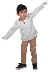 Emre Uzun Kollu Şile Bezi Çocuk Gömlek