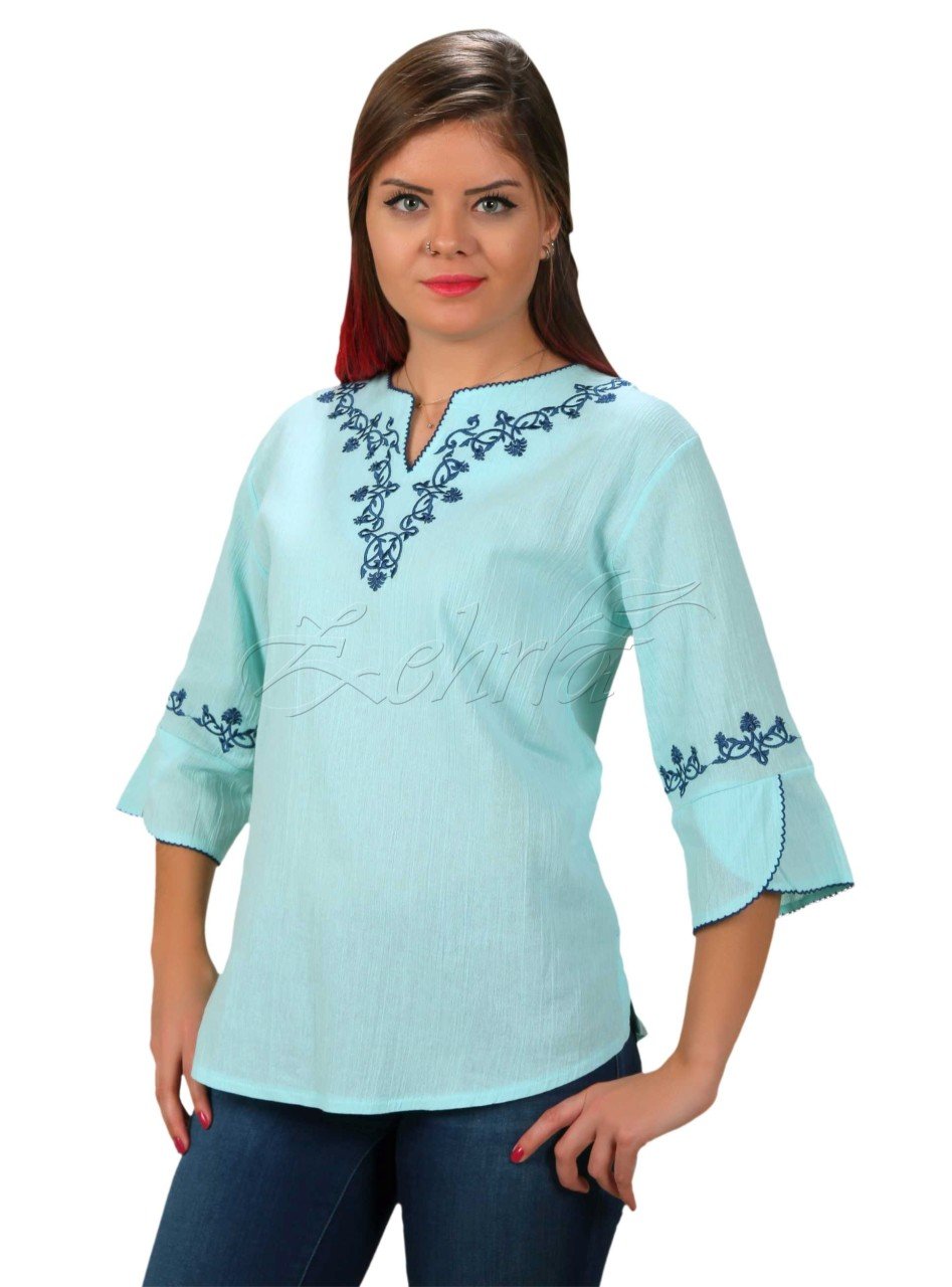 Cemre Şile Bezi Bluz Mint - XL