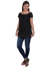 Ayla Tığ İşi Şile Bezi Bluz S/M - Siyah