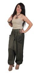 Ceren Boyalı Şile Bezi Şalvar Haki - L/XL