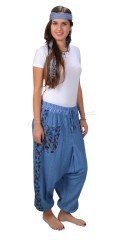 Ceren Boyalı Şile Bezi Şalvar İndigo - L/XL