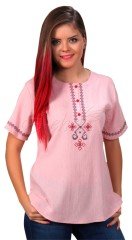Aleyna Kısa Kollu Şile Bezi Bluz Pudra - XL