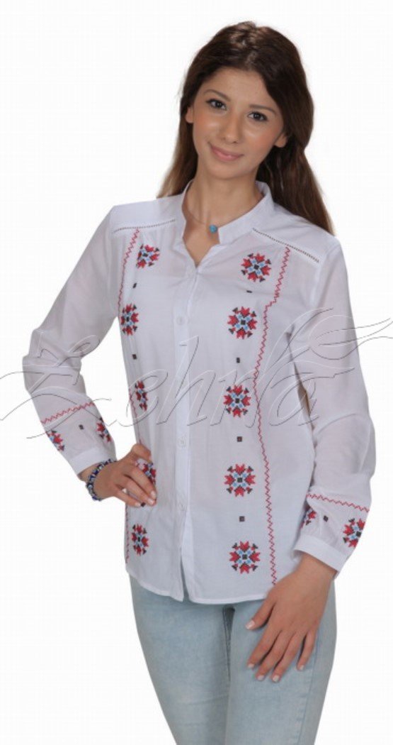 Arzu Uzun Kollu Vual Gömlek Beyaz - XXL