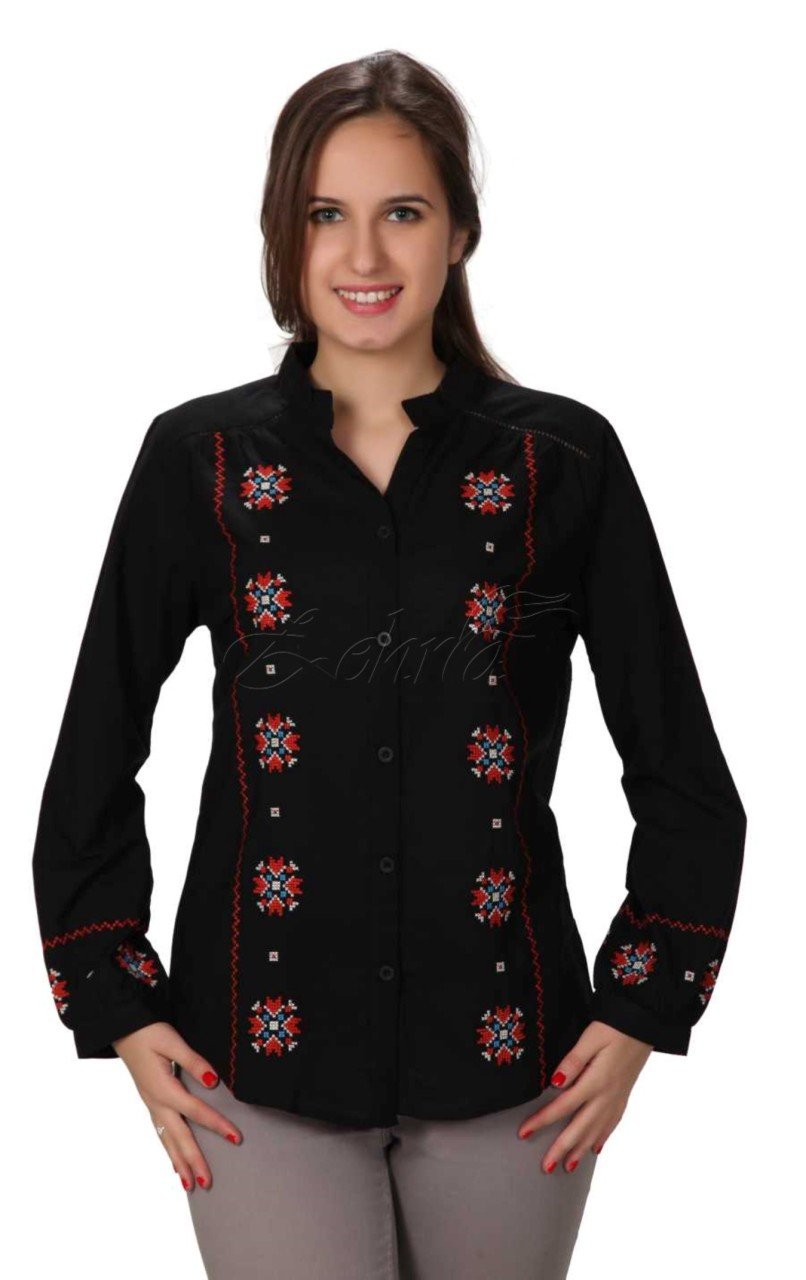 Arzu Uzun Kollu Vual Gömlek Siyah - XXL