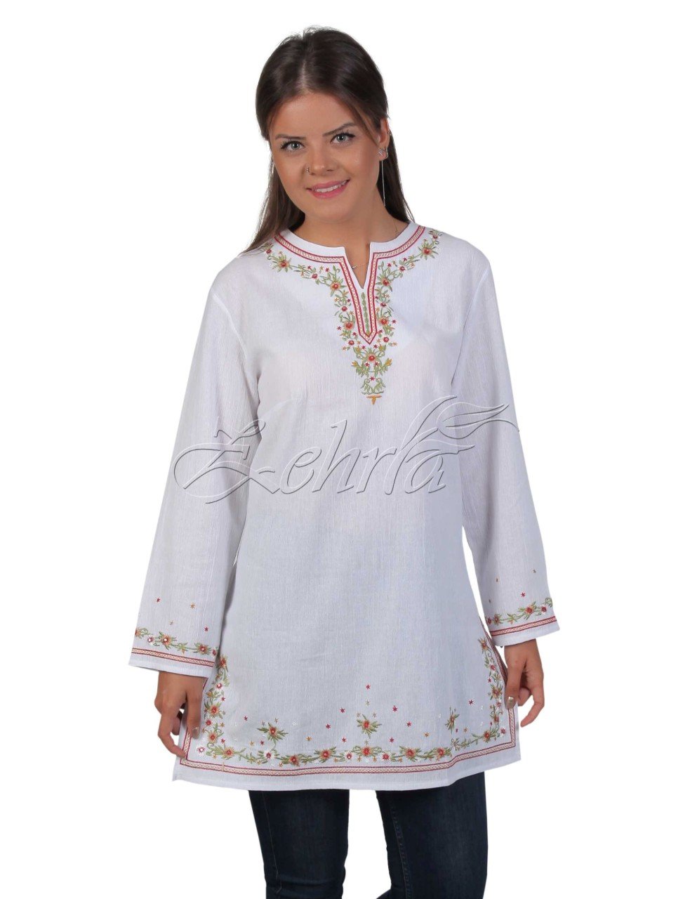 Yeşim Tunik Şile Bezi Beyaz - XL